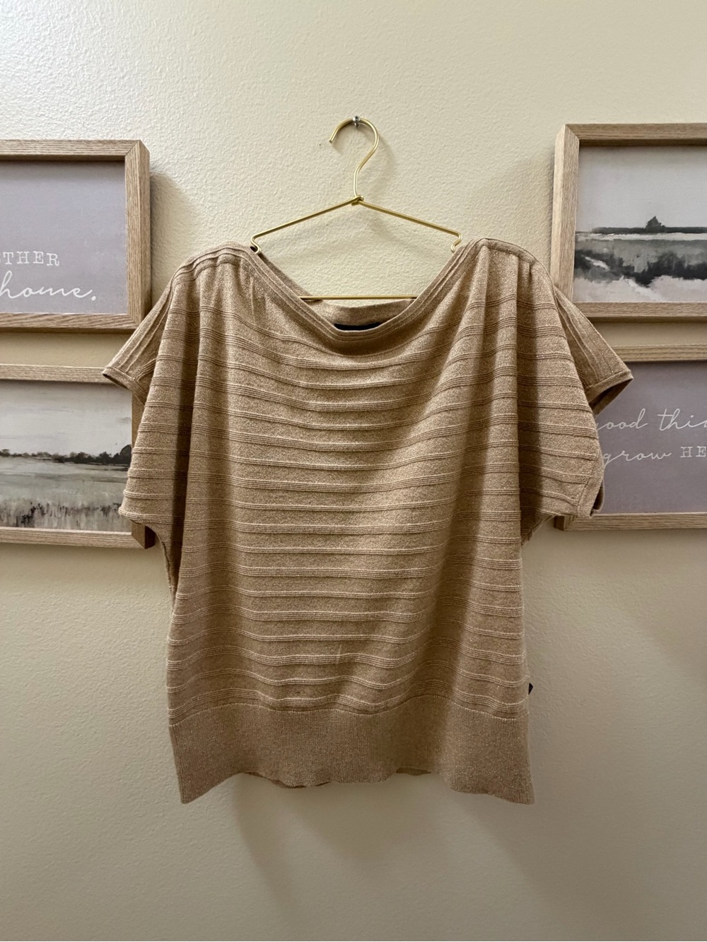 Nautica Jeans Tan Metallic Knit Top